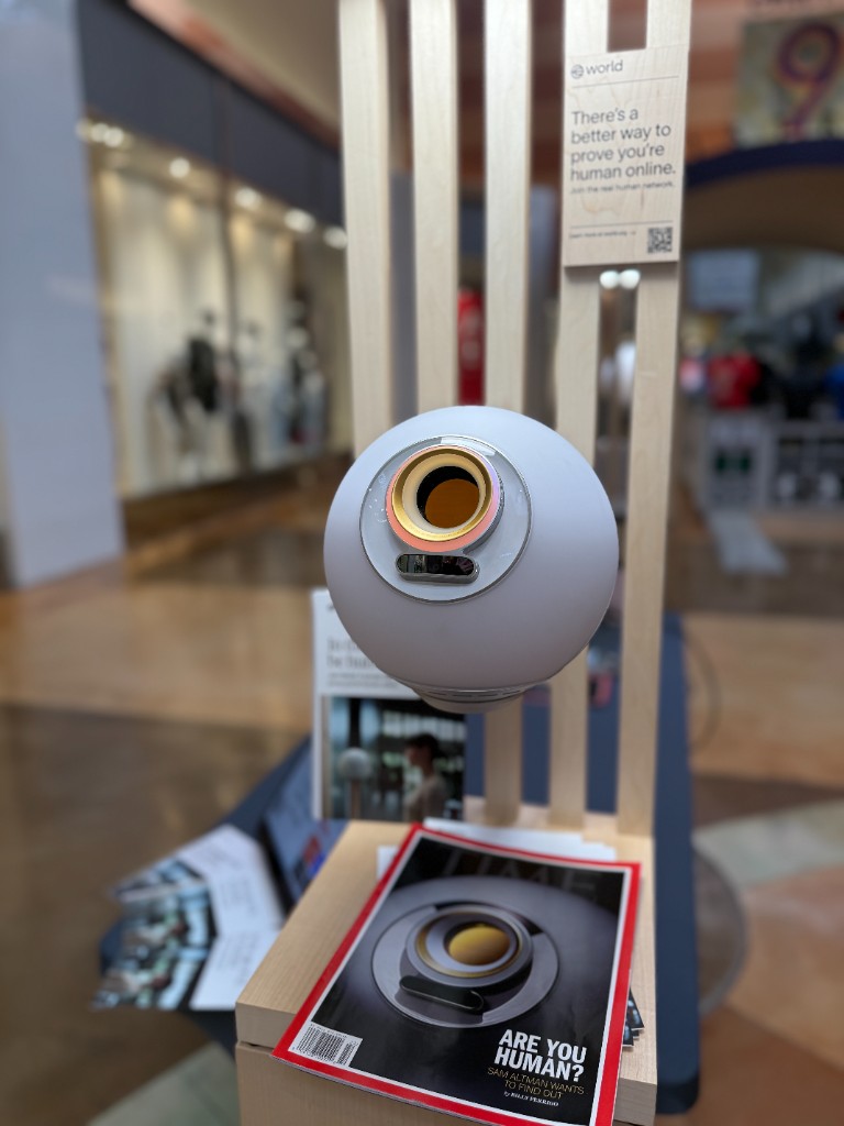 World Orb close-up with Are You Human?